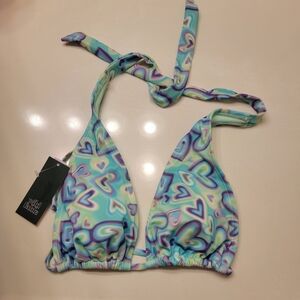 NWT Colorful Heart Pattern Bikini Top.
